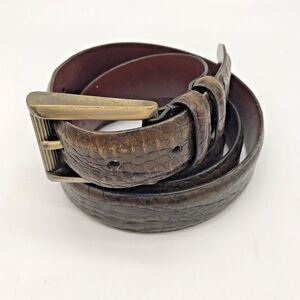 Tulliani Croc Embossed Italian Calfskin Belt Men's 46 Brown Roller Belt 2103 USA